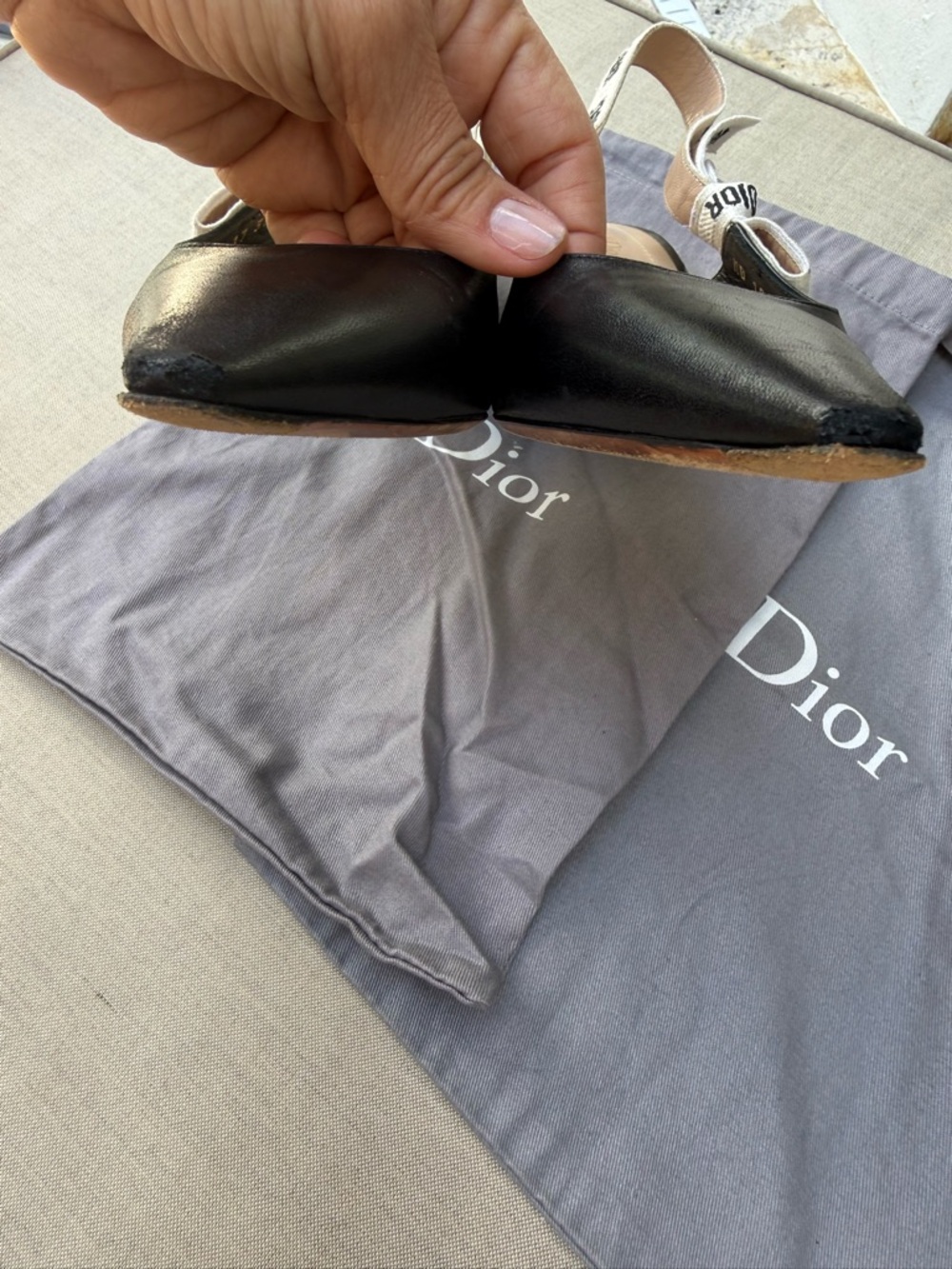 Dior Black Leather Pointed-Toe Slingback Pumps - Picture 9 of 12